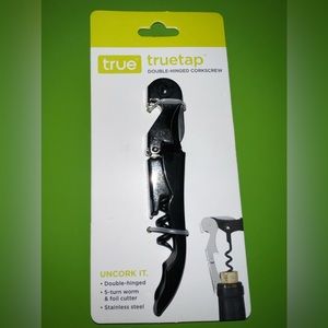 TrueTap Corkscrew Wine bottle opener stainless steel double hinged uncork it NEW